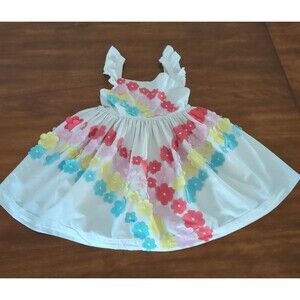 Mini Boden Flutter Flower Rainbow dress size girls size 4/5 GUC